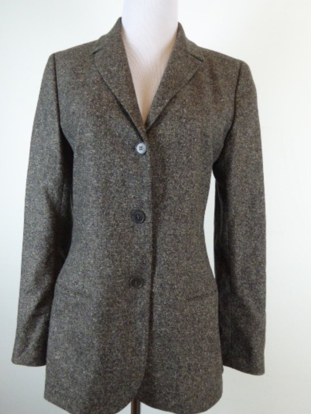 CALVIN KLEIN COLLECTION brown tweed JACKET blazer 8 44 made in Italy